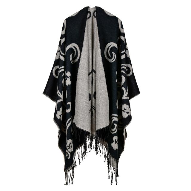 Autumn winter patterned shawl