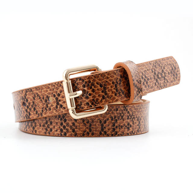 Snake pattern vintage thin buckle belts