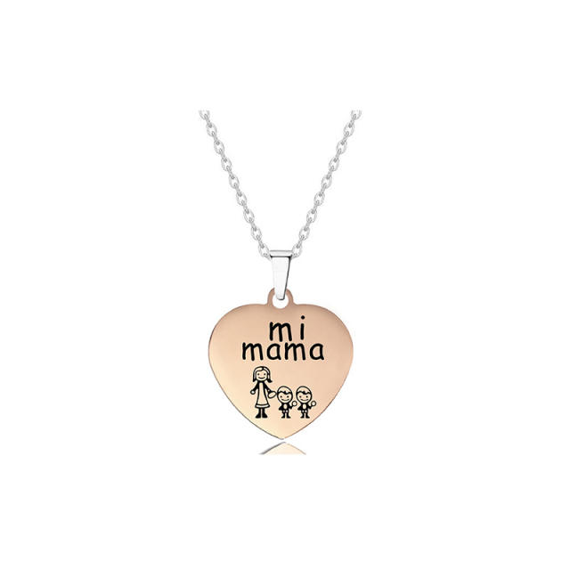 Mi mama Stainless steel heart pendant necklace