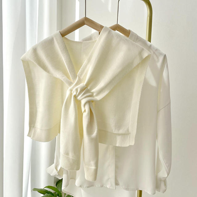 Korean fashion plain color kniited shawl scarf