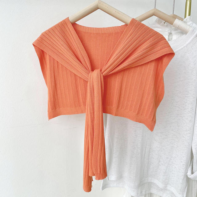 Summer knitted shawl scarf plain color