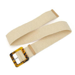Leopard grain square buckle straw belt