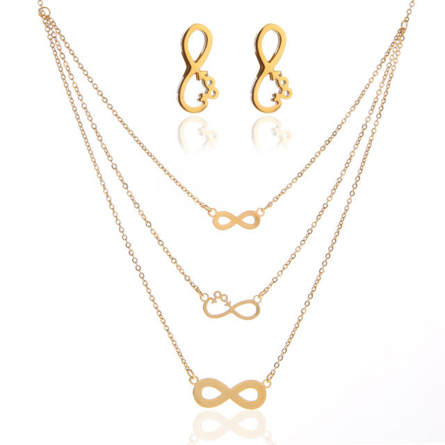 Infinity layer stainless steel necklace set