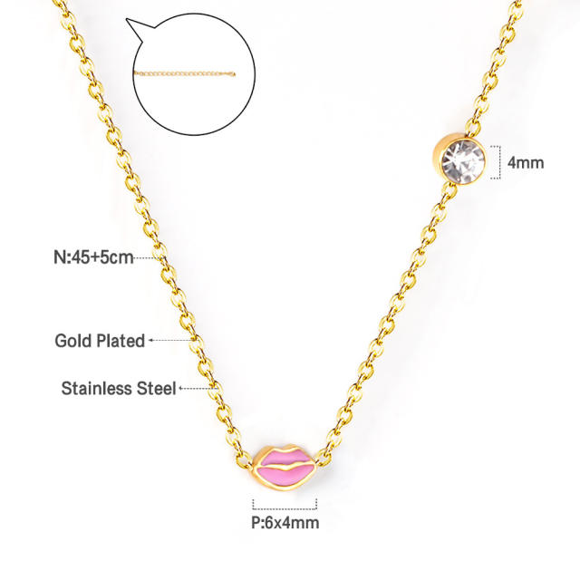 Sexy lips stainless steel choker necklace