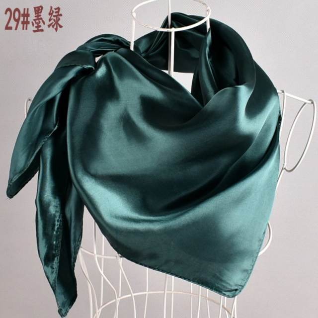 90cm plain color satin square scarf
