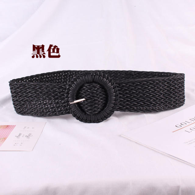 Boho wax line braided buckle belt