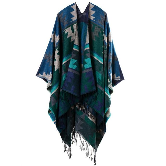 National patterned tassel shawl