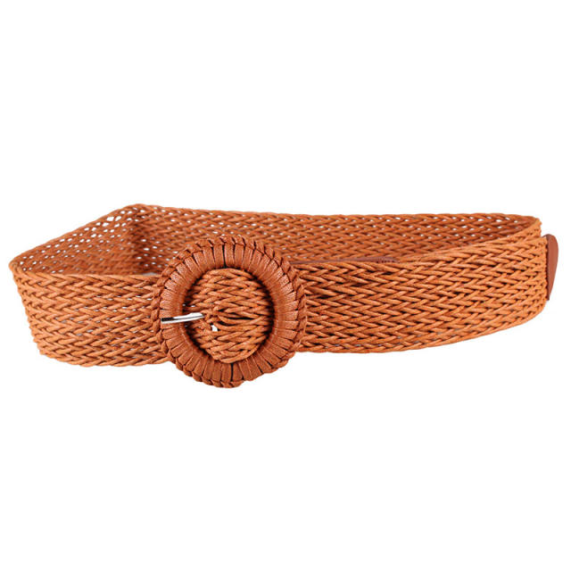 Boho wax line braided buckle belt
