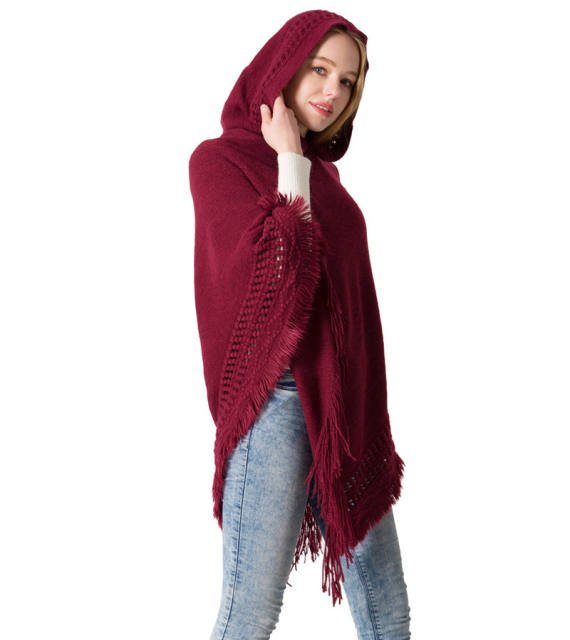 Winter knitted plain color shawl scarf for women