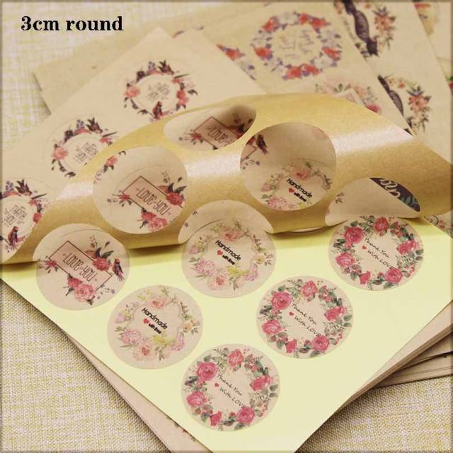 DIY handmade thank you stickers 12pcs/1paper 3cm
