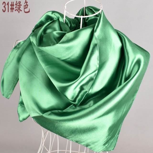 90cm plain color satin square scarf