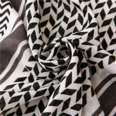 Retro ethnic style geometric pattern printed cotton and linen scarf