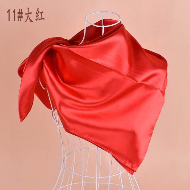 90cm plain color satin square scarf