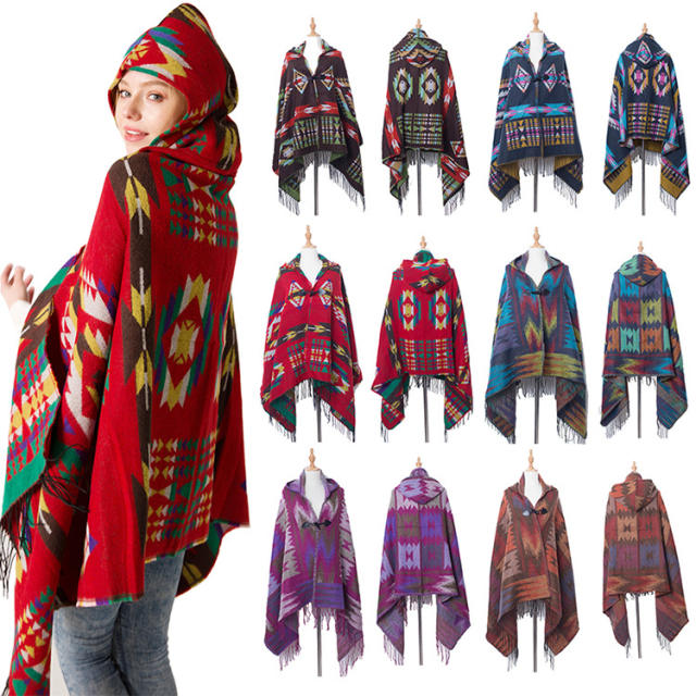 Vintage knitted pattern tassel shawl scarf