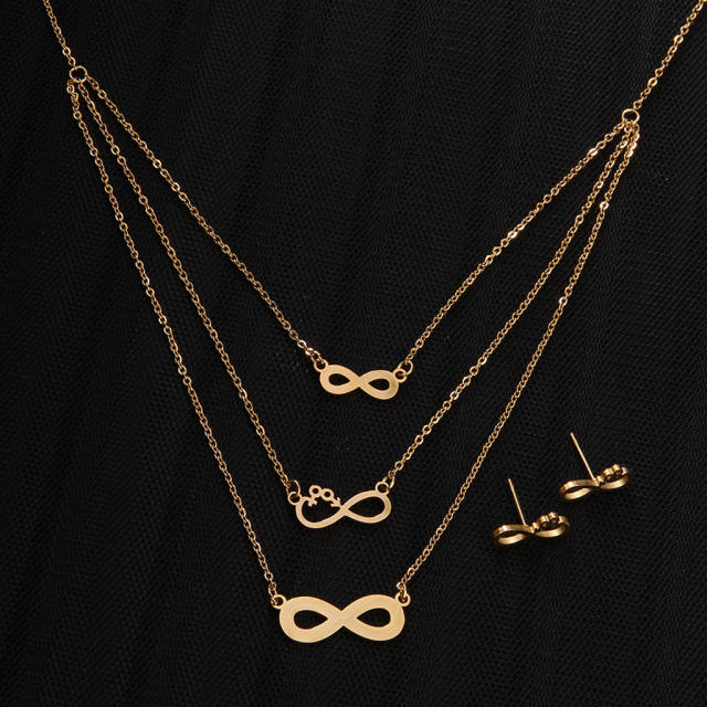 Infinity layer stainless steel necklace set