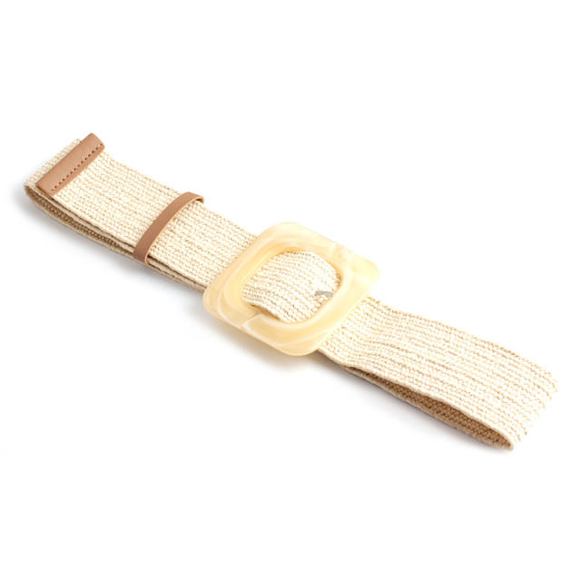 Boho acrylic plastic buckle straw belt