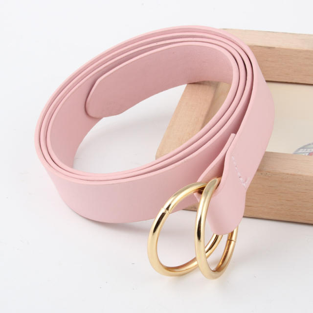 PU letter double ring buckle belt
