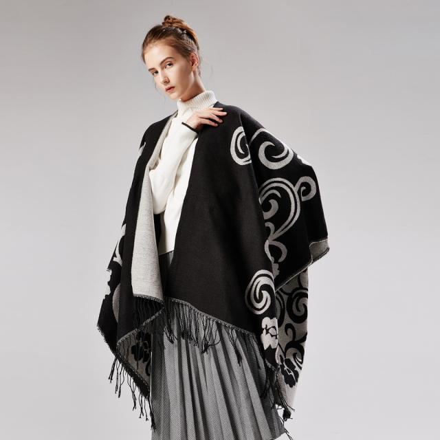 Autumn winter patterned shawl