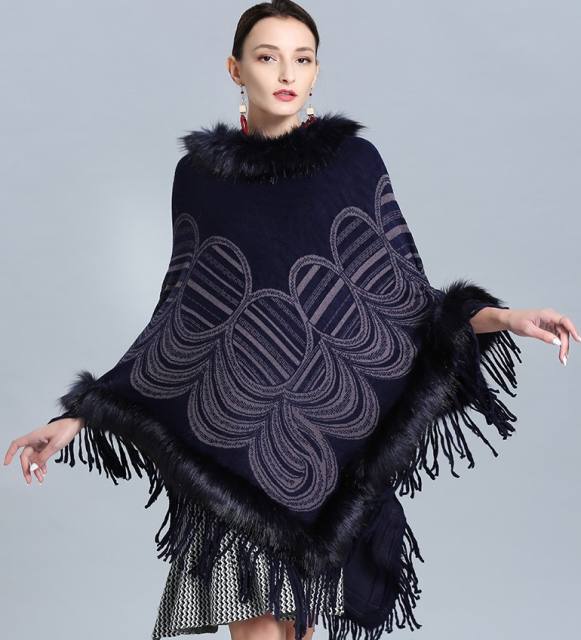 Amzon hot sale autumn winter design faux cashmere tassel shawl