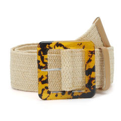 Leopard grain square buckle straw belt