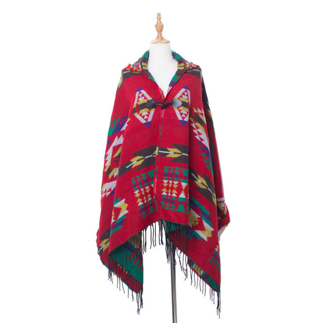 Vintage knitted pattern tassel shawl scarf