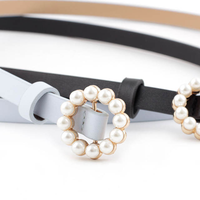 Round pearl bucklet belts