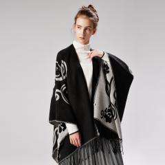 Autumn winter patterned shawl