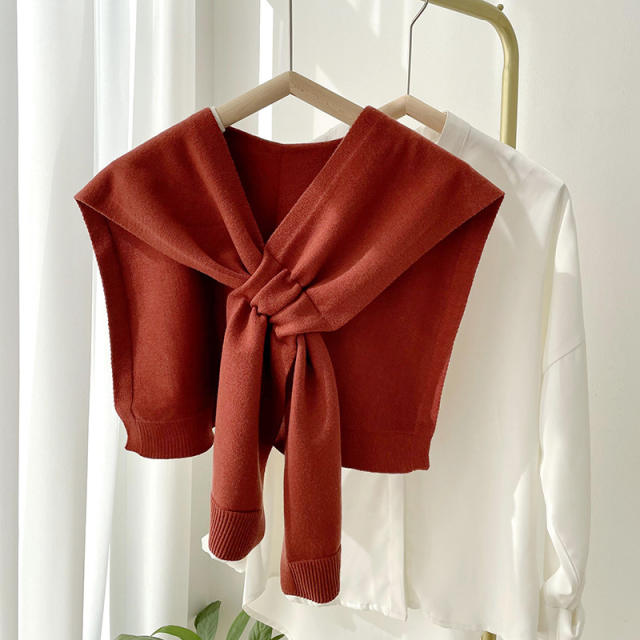 Korean fashion plain color kniited shawl scarf