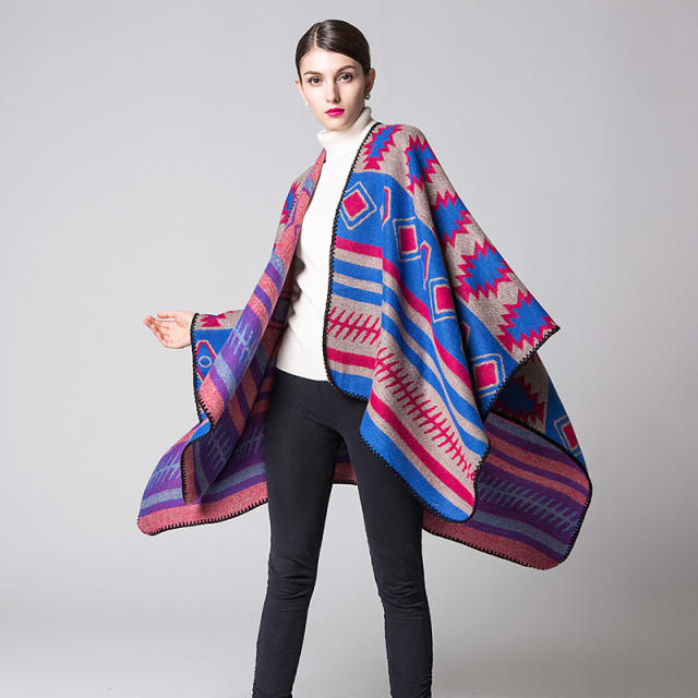 Geometric pattern warm shawl