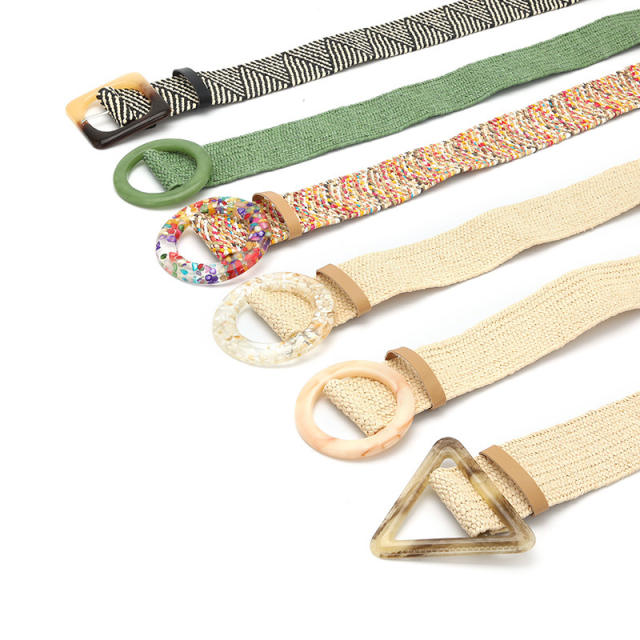 Boho summer PVC buckle straw belt