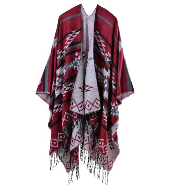 Geometric pattern warm shawl