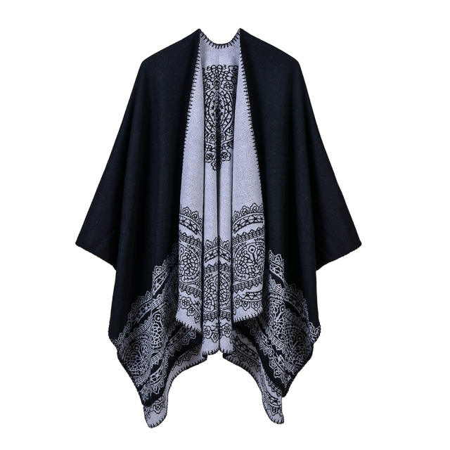 Lace pattern inside warm shawl