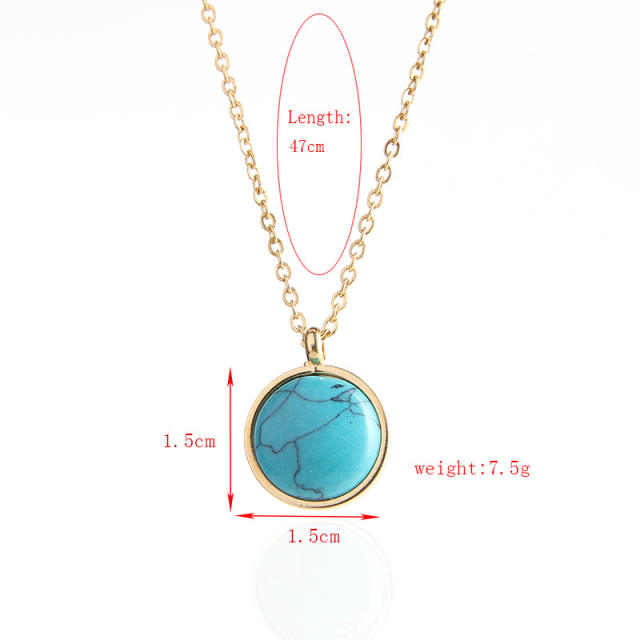 hot sale round turquoise stainless steel necklace set