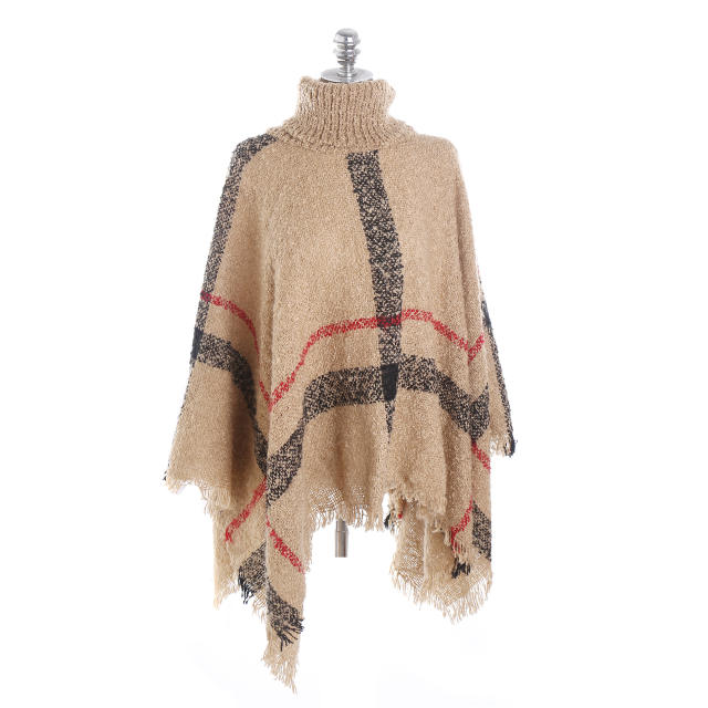 Occident fashion plaid pattern faux cashmere shawl