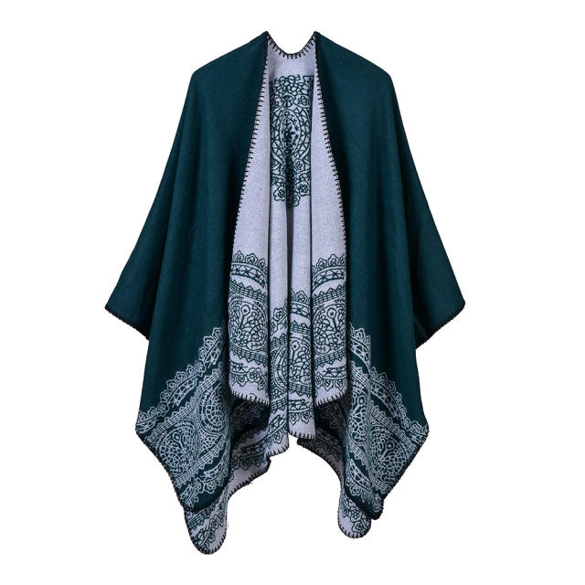 Lace pattern inside warm shawl