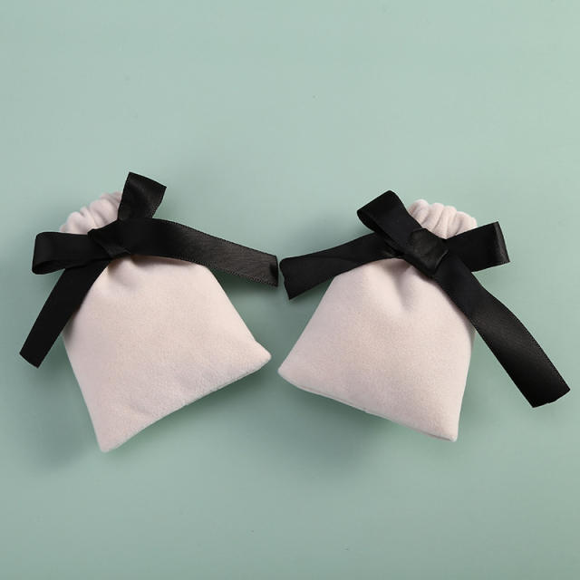 Ribbon bow flannel jewelry bag