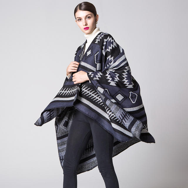 Geometric pattern warm shawl