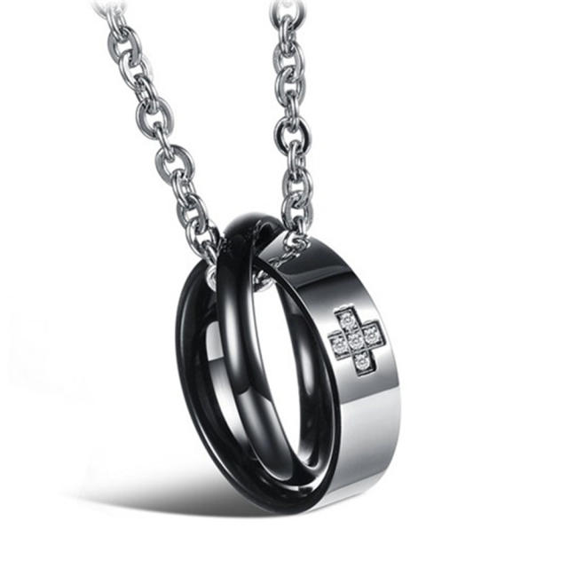 Simple couple double-layer titanium steel necklace