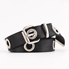 Solid color easy match canvas buckle belt for women
