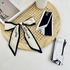 French style letter print skinny neckerchief
