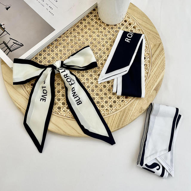 French style letter print skinny neckerchief
