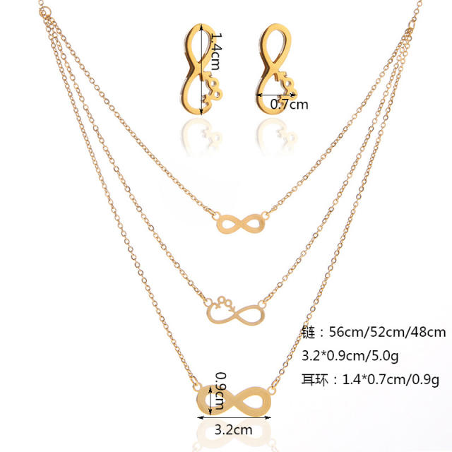 Infinity layer stainless steel necklace set