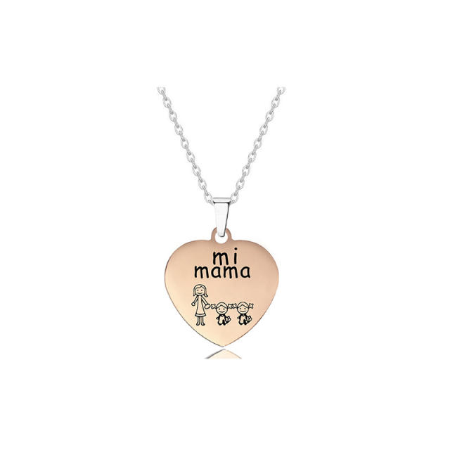 Mi mama Stainless steel heart pendant necklace