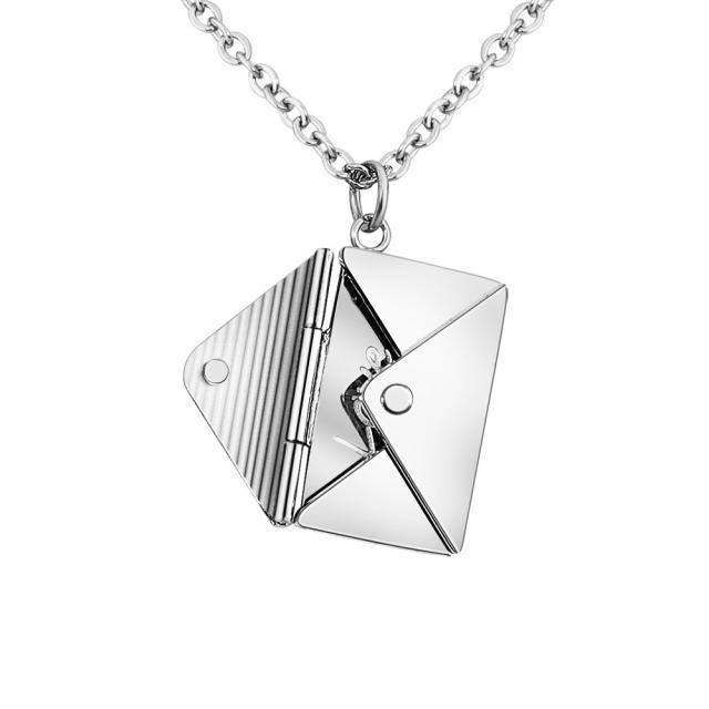 New envelope stainless steel locket necklace