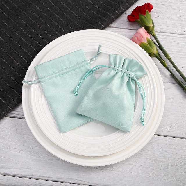 Green color flannel pouch pocket gift bag