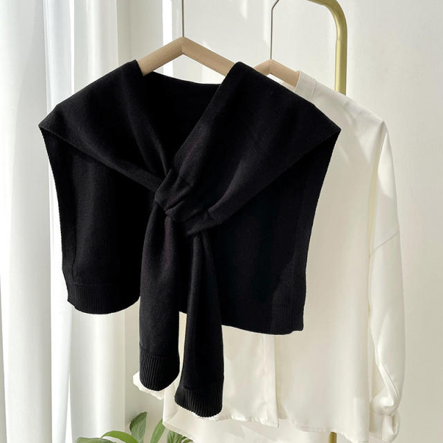 Korean fashion plain color kniited shawl scarf