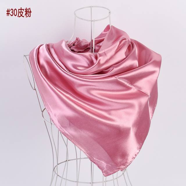 90cm plain color satin square scarf