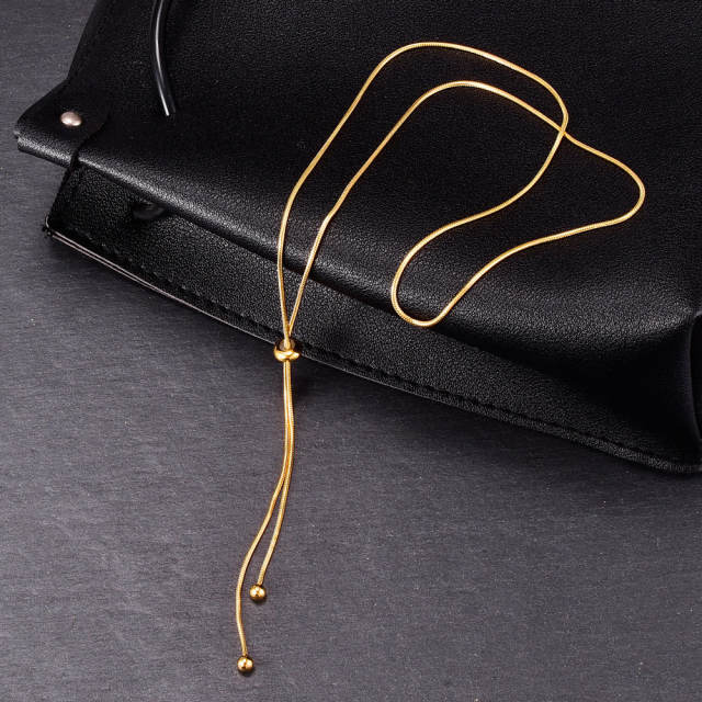 Elegant snake chain stainless steel lariat necklace