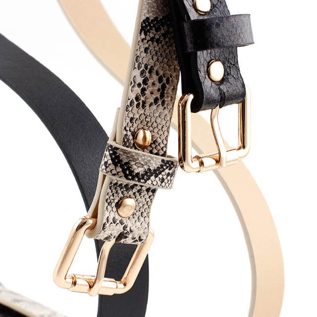 Snake pattern vintage thin buckle belts