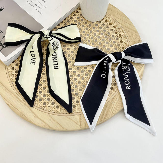 French style letter print skinny neckerchief